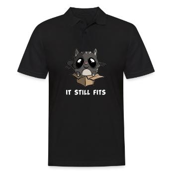 It still fits - Katze im Karton - Männer Poloshirt - Schwarz - Vorne - Kai (181cm)