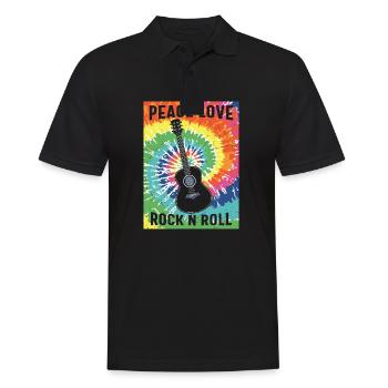 Hippie Peace Love Rock N Roll Vintage Hippie Retro - Männer Poloshirt - Schwarz - Vorne - Kai (181cm)