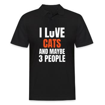 Ich liebe Katzen und vielleicht 3 Leute lustig - Männer Poloshirt - Schwarz - Vorne - Kai (181cm)