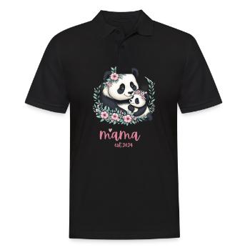 Mama est 2024 I Panda Bear Mum I First Time Mom - Men's Polo Shirt - black - Front - Kai (181cm)