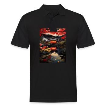 Peinture d’illustration d’art japonais - Polo Homme - noir - Devant - Kai (181cm)