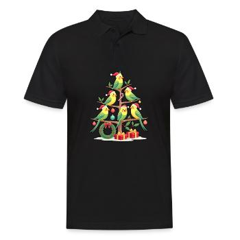 Wellensittich Vogel Weihnachtsbaum Geschenk - Männer Poloshirt - Schwarz - Vorne - Kai (181cm)