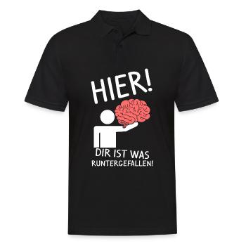 Strich Figur Gehirn Runtergefallen Lustig Spaß Dum - Männer Poloshirt - Schwarz - Vorne - Kai (181cm)