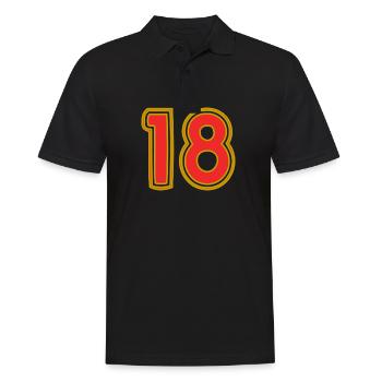 18. 18 JAHRE ALT. 18-JÄHRIGES JUBILÄUM. 18. GEBURTSTAG. - Männer Poloshirt - Schwarz - Vorne - Kai (181cm)