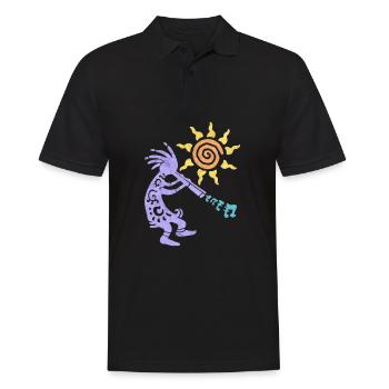 Native American Kokopelli Musican With Flute 1 - Männer Poloshirt - Schwarz - Vorne - Kai (181cm)