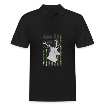 USA American Flag Patriotic Jagd Hunter - Männer Poloshirt - Schwarz - Vorne - Kai (181cm)