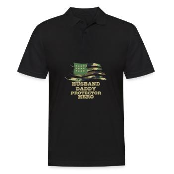 Mari Papa Protecteur Héros Vathers Day Papa USA - Polo Homme - noir - Devant - Kai (181cm)