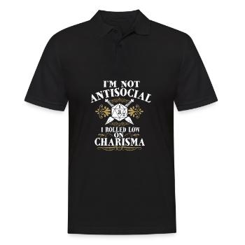Nicht Asozial, Ich Rollte Mit Niedrigem Charisma - Männer Poloshirt - Schwarz - Vorne - Kai (181cm)