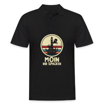 Moin Ihr Spacken Möwe Norddeutsch Plattdeutscher - Männer Poloshirt - Schwarz - Vorne - Kai (181cm)
