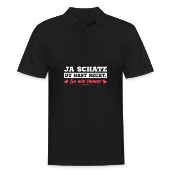 Ja Schatz Du Hast Recht Lustiges Pärchen Paar - Männer Poloshirt - Schwarz - Vorne - Kai (181cm)