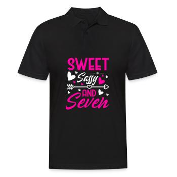 Sweet Sassy And Seven 7th birthday 7 years old - Men's Polo Shirt - black - Front - Kai (181cm)