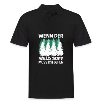 Wenn Der Wald Ruft Muss Ich Gehen Natur Wandern - Männer Poloshirt - Schwarz - Vorne - Kai (181cm)
