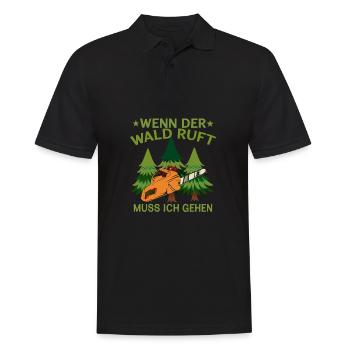 Wenn Der Wald Ruft Muss Ich Gehen Natur Wandern - Männer Poloshirt - Schwarz - Vorne - Kai (181cm)