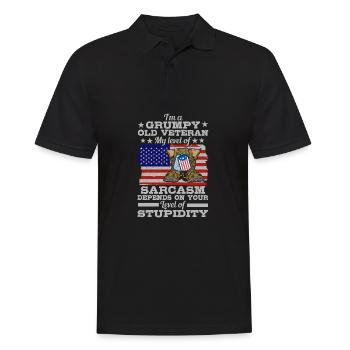 Funny American Experienced Father Grandpa My - Men's Polo Shirt - black - Front - Kai (181cm)