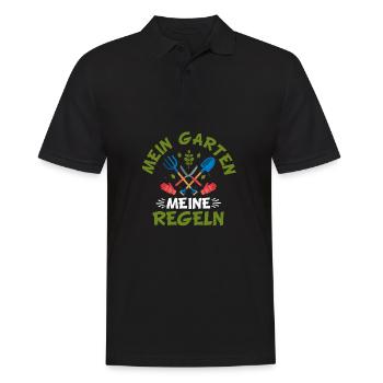 Hobbygärtner Gartenarbeit Spruch Mein Garten - Männer Poloshirt - Schwarz - Vorne - Kai (181cm)