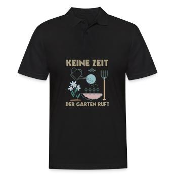 Gärtner Spruch Keine Zeit Der Garten Ruft - Männer Poloshirt - Schwarz - Vorne - Kai (181cm)