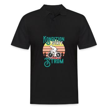 Kondition Statt Strom Fahrrad Fahrradfahrer Spruch - Männer Poloshirt - Schwarz - Vorne - Kai (181cm)