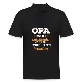 Opa Weil Enkelkinder Echte Helden Brauchen - Männer Poloshirt - Schwarz - Vorne - Kai (181cm)