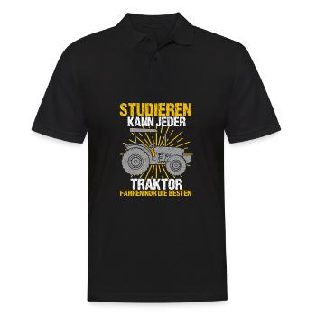Traktor Spruch Trekker Fahren Landwirtschaft - Männer Poloshirt - Schwarz - Vorne - Kai (181cm)