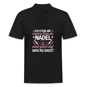 Ich Stehe Am Anderen Ende Der Nadel - Männer Poloshirt - Schwarz - Vorne - Kai (181cm)