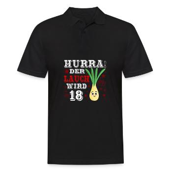 Hurra Der Lauch Wird 18 Geburtstag Volljährig - Männer Poloshirt - Schwarz - Vorne - Kai (181cm)