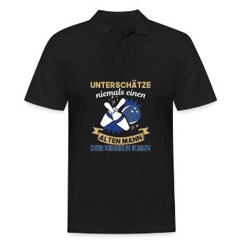 Unterschätze Niemals Einen Alten Mann Der Kegeln - Männer Poloshirt - Schwarz - Vorne - Kai (181cm)