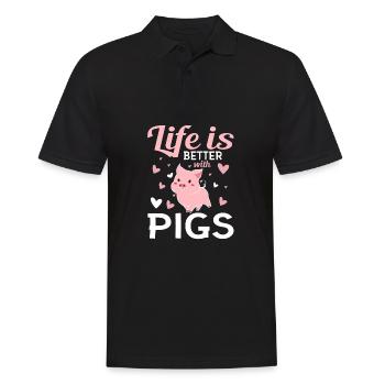 Life is better with pigs piglet pink - Men's Polo Shirt - black - Front - Kai (181cm)