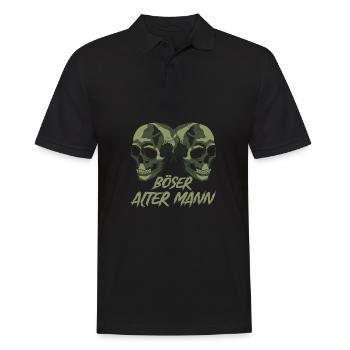 Totenkopf Böser Alter Mann Spruch Camouflage - Männer Poloshirt - Schwarz - Vorne - Kai (181cm)