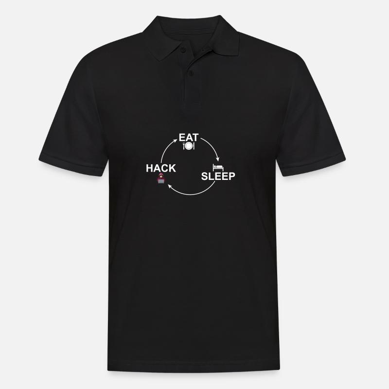 Kreislauf: Eat-Sleep-Hack Hacker Hacken 24/7 - Männer Poloshirt - Schwarz