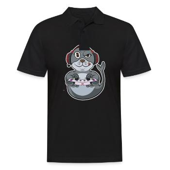 Seal With Gaming Controller I Funny Gaming I Gamer - Männer Poloshirt - Schwarz - Vorne - Kai (181cm)