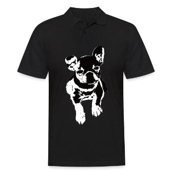 French Bulldog Portrait Black White - Men's Polo Shirt - black - Front - Kai (181cm)