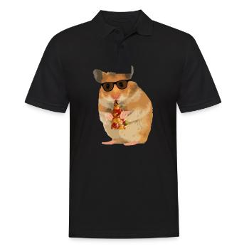 Hamster Pizza Sunglasses - Men's Polo Shirt - black - Front - Kai (181cm)