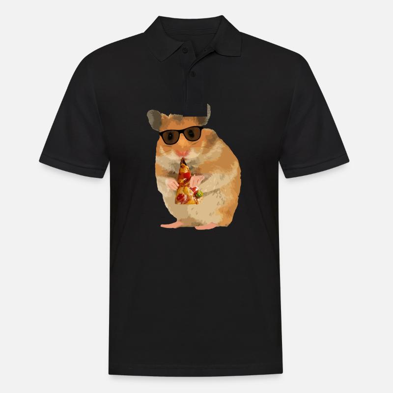 Hamster Pizza Sonnenbrille - Männer Poloshirt - Schwarz