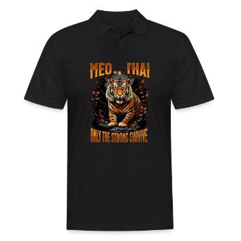 Mixed Martial Arts I Muay Thai Cat I Meow Thai I - Men's Polo Shirt - black - Front - Kai (181cm)
