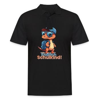 Endlich Schulkind Schulstart Schulanfang Spruch - Männer Poloshirt - Schwarz - Vorne - Kai (181cm)