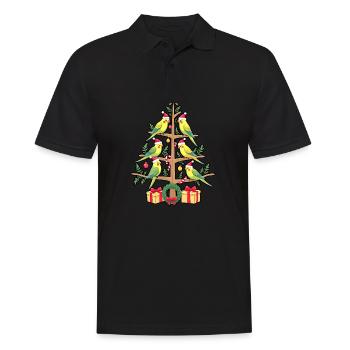 Wellensittich Vogel Weihnachtsbaum - Weihnachten - Männer Poloshirt - Schwarz - Vorne - Kai (181cm)