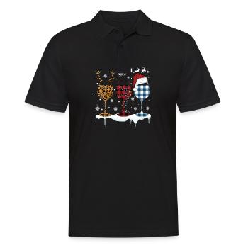 Léopard plaid trois verres de vin noël - Polo Homme - noir - Devant - Kai (181cm)