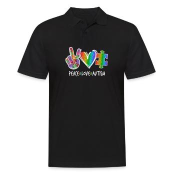 Peace Love Autism - Polo Homme - noir - Devant - Kai (181cm)