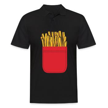 Pommes Frites in Brusttasche Logo Pommes Fritten G - Männer Poloshirt - Schwarz - Vorne - Kai (181cm)