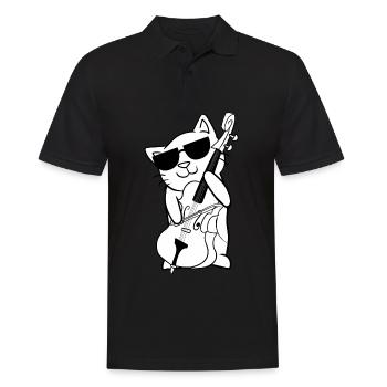 Cello Player Cellist Musical Cat Lover Kitty - Men's Polo Shirt - black - Front - Kai (181cm)
