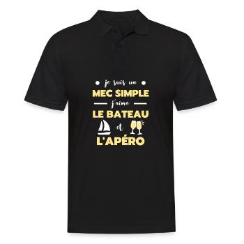 t shirt mec simple bateau apero humour matelot - Polo Homme - noir - Devant - Kai (181cm)