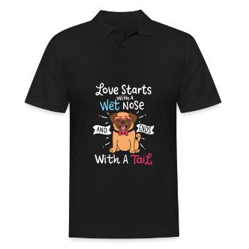 Love Starts With A Wet Nose Ends With A Tail Dog - Men's Polo Shirt - black - Front - Kai (181cm)
