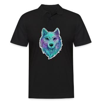 Wolf Kopf Wolfhead Zeichnung Kunst Illustration - Männer Poloshirt - Schwarz - Vorne - Kai (181cm)