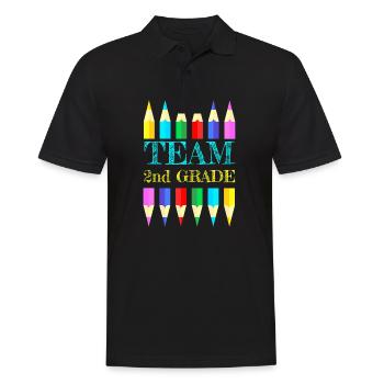 Team 2nd Second Grade Squad Teacher Back To School - Men's Polo Shirt - black - Front - Kai (181cm)