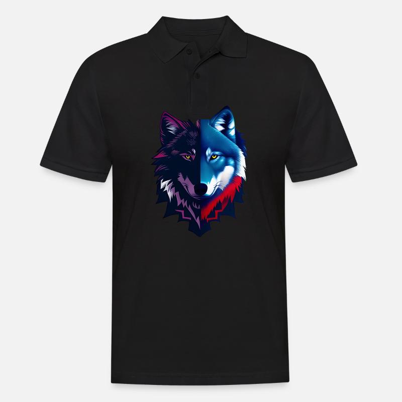 Wolf - Männer Poloshirt - Schwarz