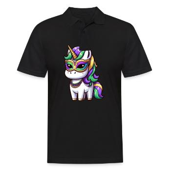 Mardi Gras Unicorn Comic Mask - Men's Polo Shirt - black - Front - Kai (181cm)