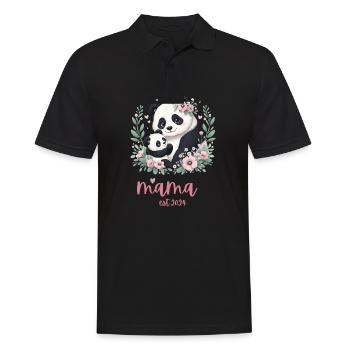 Mama est 2024 I Panda Bear Mum I First Time Mom - Men's Polo Shirt - black - Front - Kai (181cm)