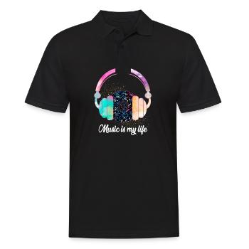 Musik ist mein Leben - Männer Poloshirt - Schwarz - Vorne - Kai (181cm)