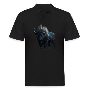 Bison black buffalo with lightning and thunder strong - Men's Polo Shirt - black - Front - Kai (181cm)