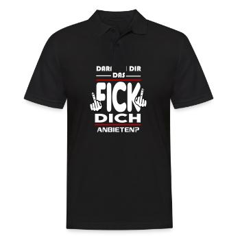 Darf ich dir das Fick Dich anbieten - Männer Poloshirt - Schwarz - Vorne - Kai (181cm)